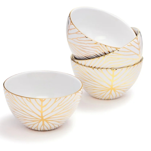 ANNA New York Talianna Lily Pad Bowls, 24k gold lined Set of 4 - Picture 1 of 2